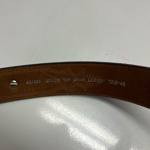 Genuine Top Grain Leather Brown Cowboy Western Stitching Silver Hardware 45/2XL - Picture 14 of 16